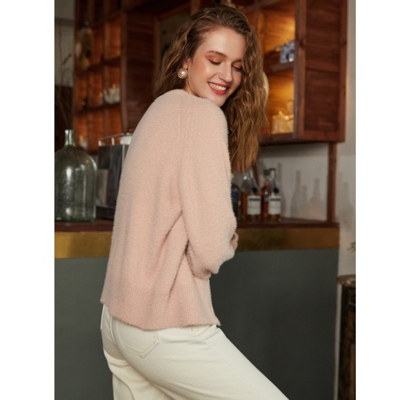 Soft and Fuzzy V-Neck Buttoned Cardigan - Picture 12 of 15